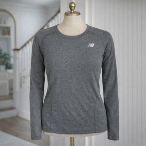 New Balance Heathered Grey Long Sleeve Lightening Dry Fitted Shirt Small